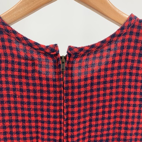 Current/Elliot red plaid raw hem high low dress 0 - Picture 8 of 9